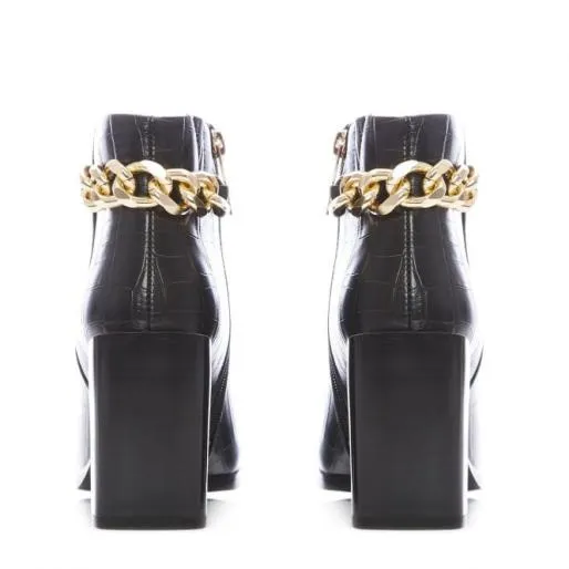 Bailie Black Patent Mocc Croc Women Moda In Pelle Ankle Boots Bailie Black Patent Mocc Croc Women Moda In Pelle Ankle Boots