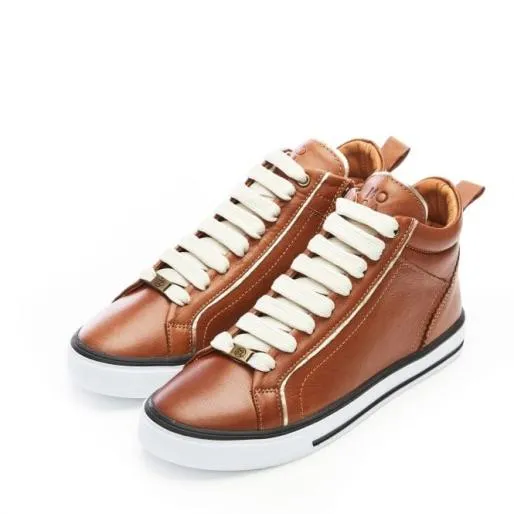 Baine Tan Leather Women Moda In Pelle HighTop Trainers Baine Tan Leather Women Moda In Pelle HighTop Trainers