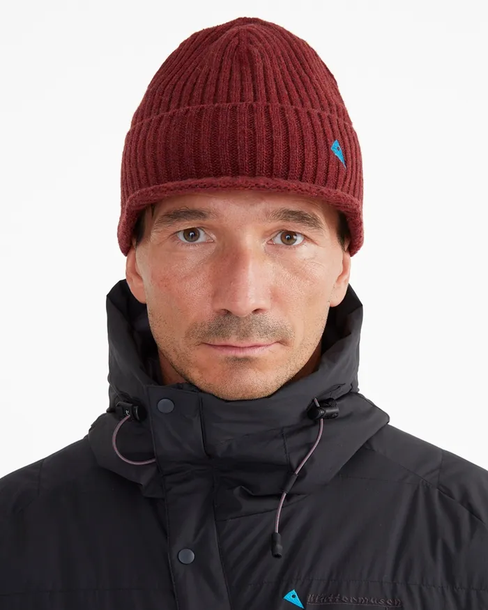Barre Brim Functional Wool Cap Burnt Lava MenWomen Klttermusen Beanies and Headbands