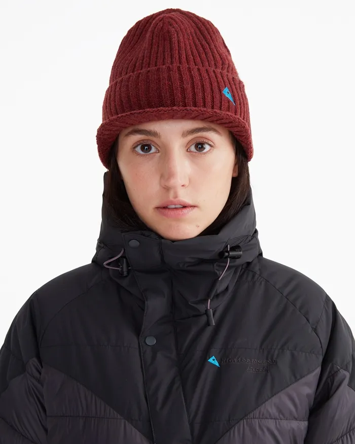 Barre Brim Functional Wool Cap Burnt Lava MenWomen Klttermusen Beanies and Headbands