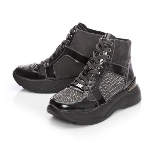 Belus Dark Grey Porvair Women Moda In Pelle Chunky Trainers Belus Dark Grey Porvair Women Moda In Pelle Chunky Trainers