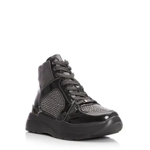 Belus Dark Grey Porvair Women Moda In Pelle Chunky Trainers Belus Dark Grey Porvair Women Moda In Pelle Chunky Trainers