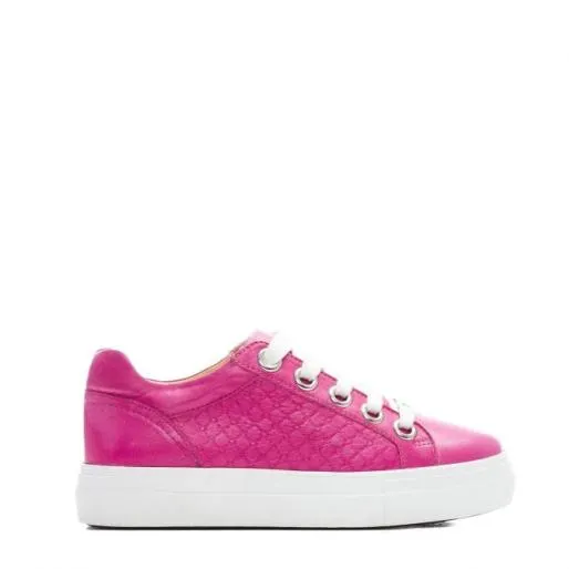 Berellie Fuschia Leather Women Moda In Pelle Platform Trainers