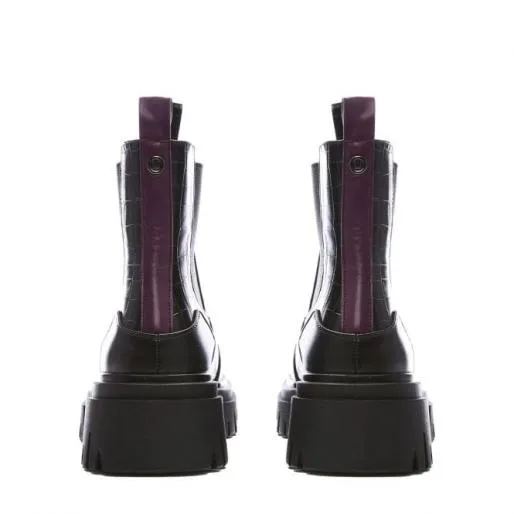 Berra Black Patent Mocc Croc Women Moda In Pelle Ankle Boots Berra Black Patent Mocc Croc Women Moda In Pelle Ankle Boots