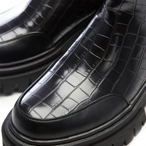 Berra Black Patent Mocc Croc Women Moda In Pelle Ankle Boots Berra Black Patent Mocc Croc Women Moda In Pelle Ankle Boots