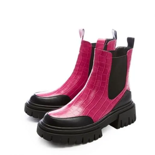 Berra Pink Patent Mocc Croc Women Moda In Pelle Ankle Boots Berra Pink Patent Mocc Croc Women Moda In Pelle Ankle Boots
