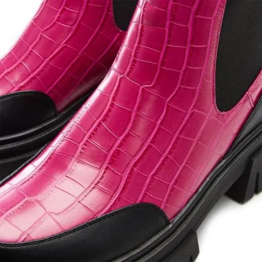 Berra Pink Patent Mocc Croc Women Moda In Pelle Ankle Boots Berra Pink Patent Mocc Croc Women Moda In Pelle Ankle Boots