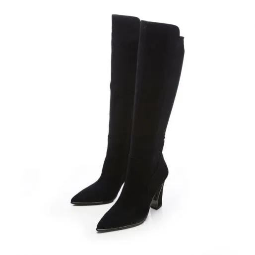 Bette Black Suede Women Moda In Pelle Knee High Boots Bette Black Suede Women Moda In Pelle Knee High Boots