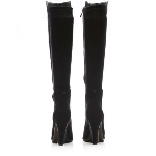 Bette Black Suede Women Moda In Pelle Knee High Boots Bette Black Suede Women Moda In Pelle Knee High Boots