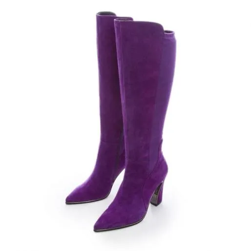 Bette Purple Suede Women Moda In Pelle Knee High Boots Bette Purple Suede Women Moda In Pelle Knee High Boots