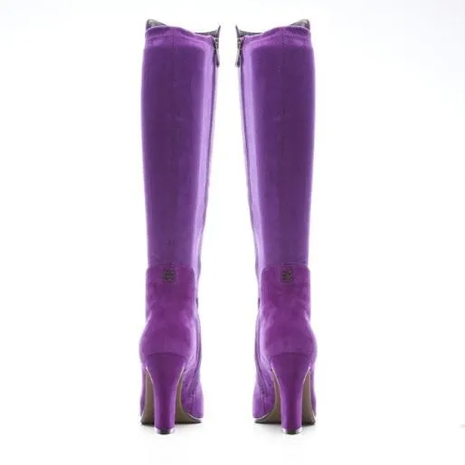 Bette Purple Suede Women Moda In Pelle Knee High Boots Bette Purple Suede Women Moda In Pelle Knee High Boots
