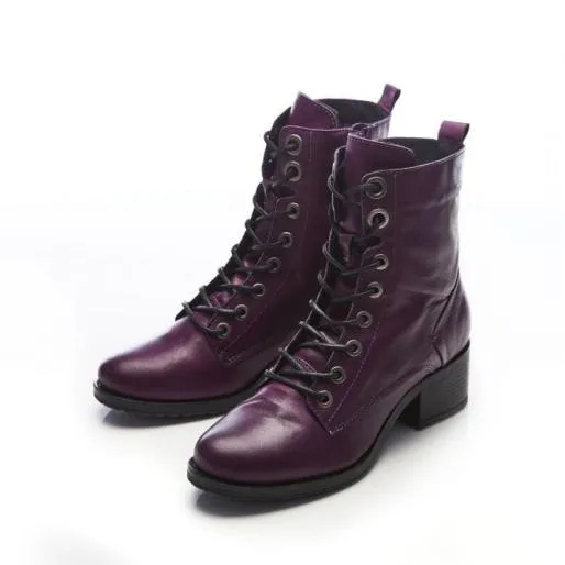 Bezzie Purple Leather Women Moda In Pelle Leather Boots Bezzie Purple Leather Women Moda In Pelle Leather Boots