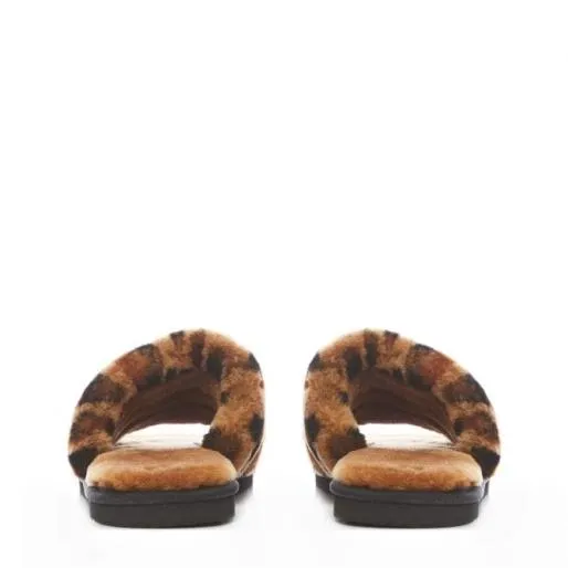 Blissful Leopard Sheepskin Women Moda In Pelle Slippers Blissful Leopard Sheepskin Women Moda In Pelle Slippers