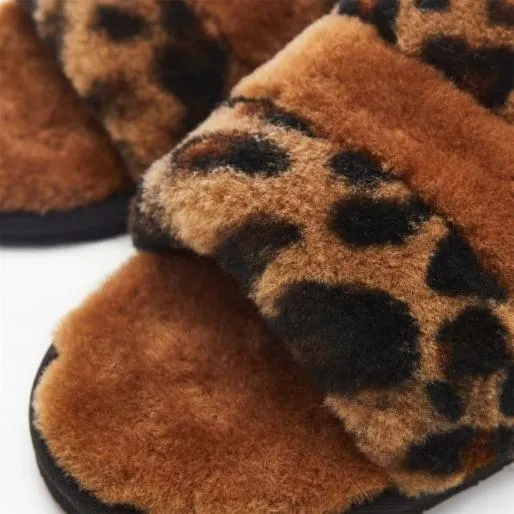 Blissful Leopard Sheepskin Women Moda In Pelle Slippers Blissful Leopard Sheepskin Women Moda In Pelle Slippers