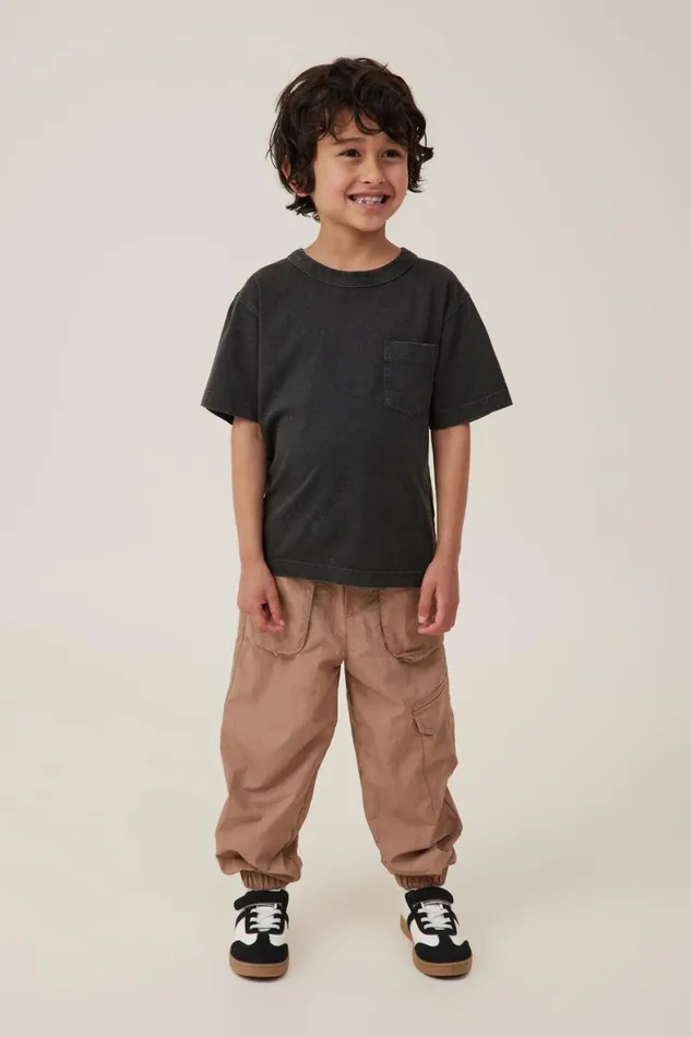Boys 214 Pants and Jeans Cotton On Pete Parachute Pant Taupy Brown