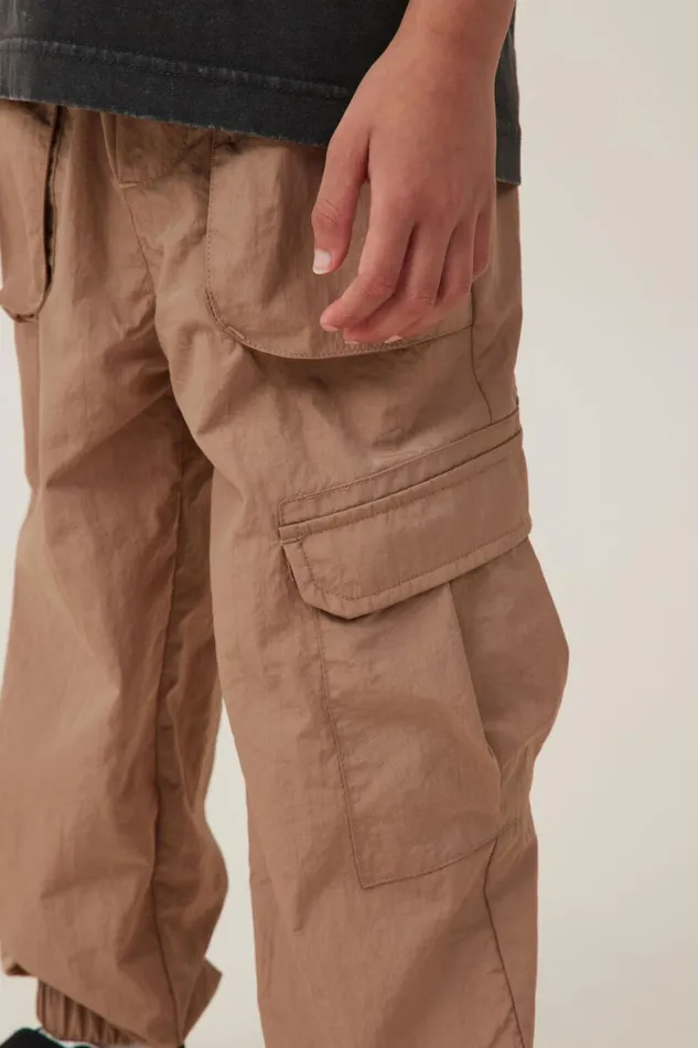 Boys 214 Pants and Jeans Cotton On Pete Parachute Pant Taupy Brown