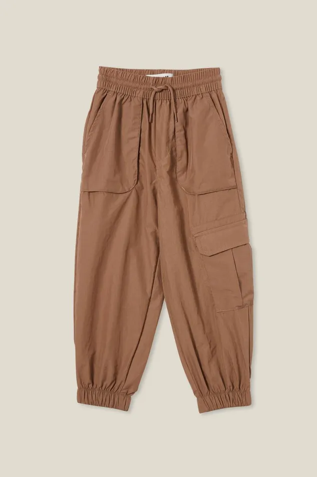 Boys 214 Pants and Jeans Cotton On Pete Parachute Pant Taupy Brown
