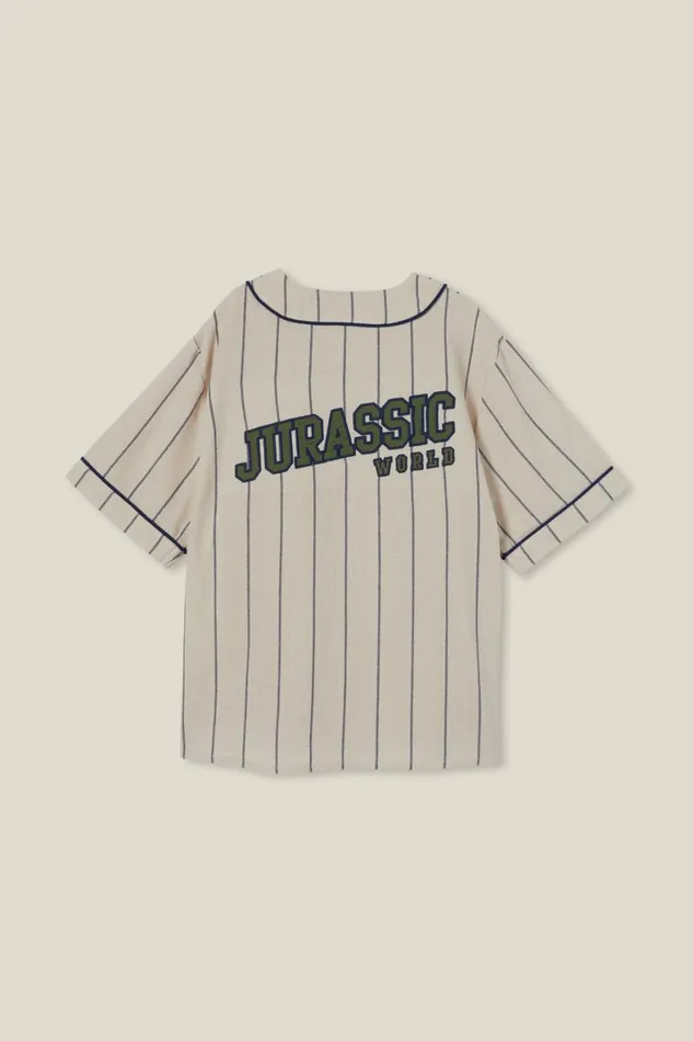 Boys 214 Shirts Cotton On License Baseball Short Sleeve Shirt Lcn Uni Rainy Day Stripejurassic Park