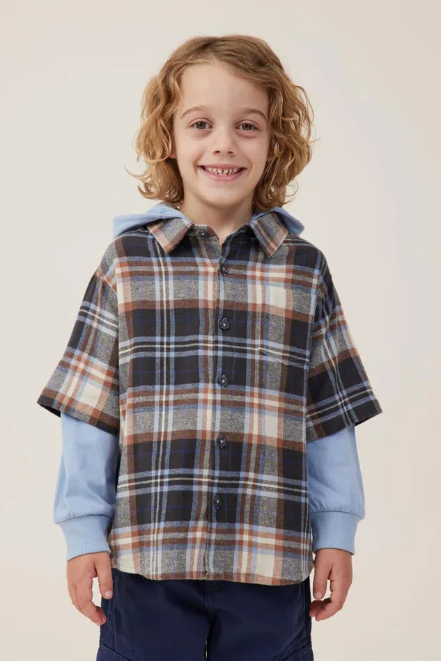 Boys 214 Shirts Cotton On Rugged Long Sleeve Layered Shirt Dusty Bluecoco Jumbo Plaid Boys 214 Shirts Cotton On Rugged Long Sleeve Layered Shirt Dusty Bluecoco Jumbo Plaid
