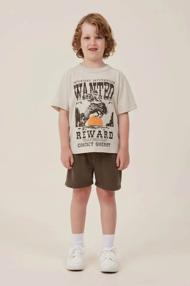 Boys 214 Shorts Cotton On Henry Slouch Short Hot Choccy Garment Dye