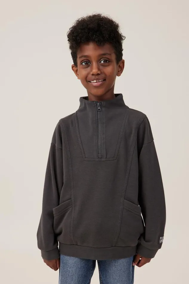 Boys 214 Sweatshirts and Sweatpants Cotton On Connor Spliced Zip Crew Phantom