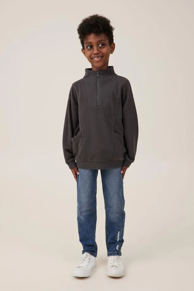 Boys 214 Sweatshirts and Sweatpants Cotton On Connor Spliced Zip Crew Phantom