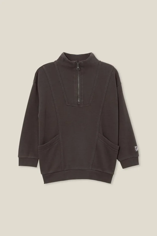 Boys 214 Sweatshirts and Sweatpants Cotton On Connor Spliced Zip Crew Phantom