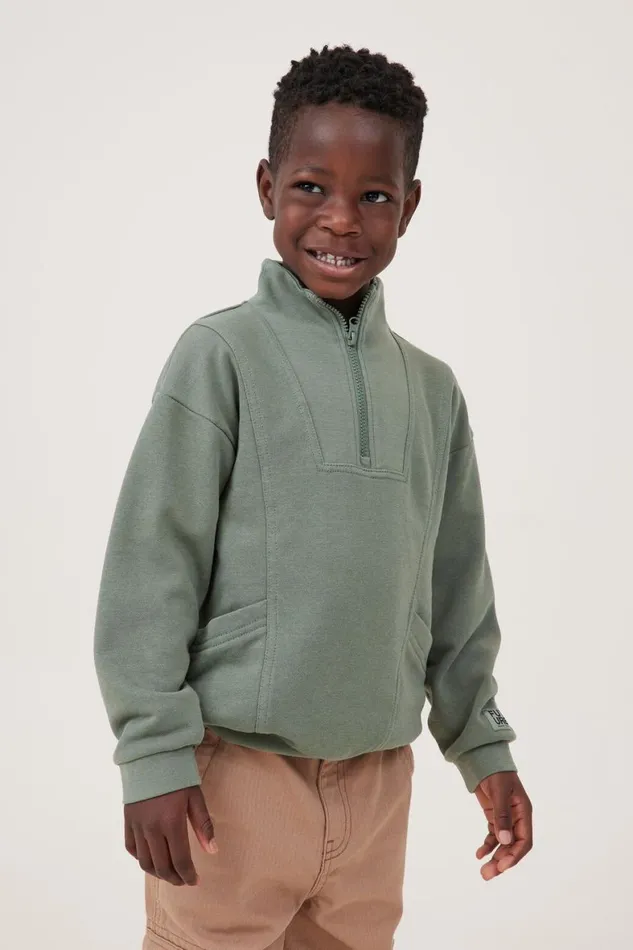 Boys 214 Sweatshirts and Sweatpants Cotton On Connor Spliced Zip Crew Swag Green Boys 214 Sweatshirts and Sweatpants Cotton On Connor Spliced Zip Crew Swag Green