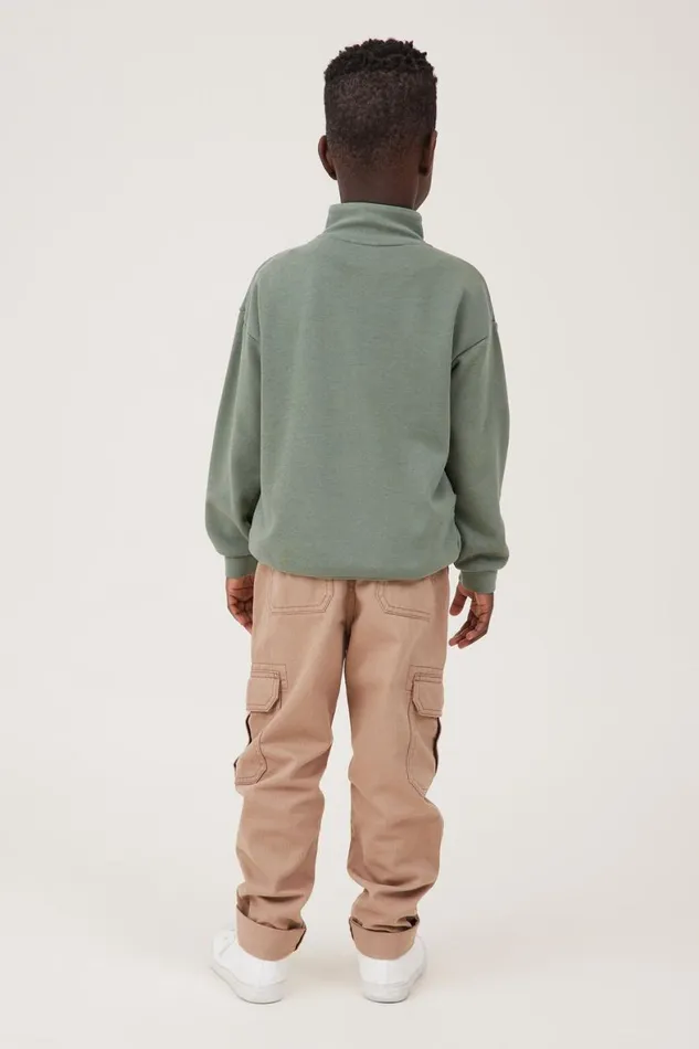 Boys 214 Sweatshirts and Sweatpants Cotton On Connor Spliced Zip Crew Swag Green