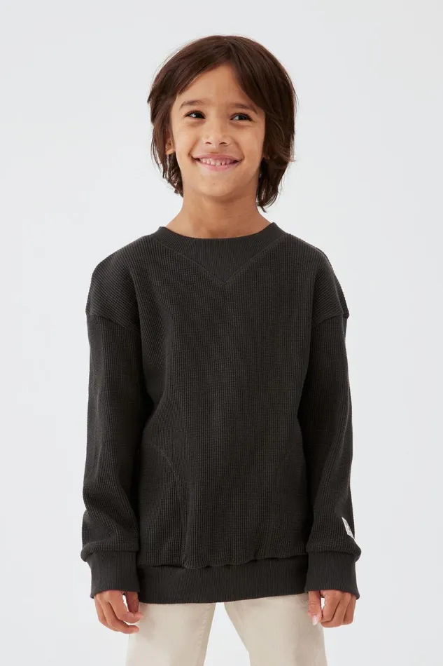 Boys 214 Sweatshirts and Sweatpants Cotton On Long Sleeve Waffle Pullover Phantom Boys 214 Sweatshirts and Sweatpants Cotton On Long Sleeve Waffle Pullover Phantom