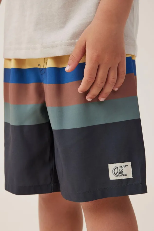 Boys 214 Swimwear Cotton On Bobby Board Short Phantomswag Green Multi Stripe