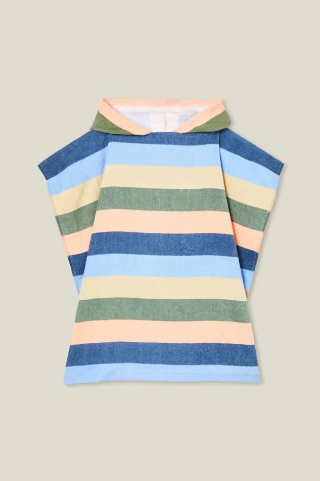Boys 214 Swimwear Cotton On Hooded Towel Dusk Bluemulti Stripe