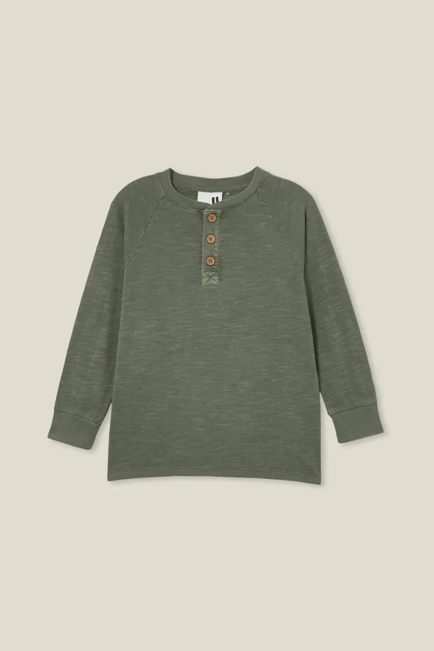 Boys 214 Tops and TShirts Cotton On Hayden Long Sleeve Henley Tee Swag Green Slub Boys 214 Tops and TShirts Cotton On Hayden Long Sleeve Henley Tee Swag Green Slub