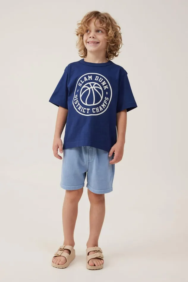 Boys 214 Tops and TShirts Cotton On Jonny Short Sleeve Print Tee In The Navyslam Dunk District Champs