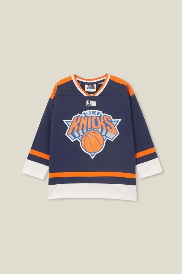 Boys 214 Tops and TShirts Cotton On License Oversized Long Sleeve Tee Lcn Nba Petty Blue knicks Colour Block Boys 214 Tops and TShirts Cotton On License Oversized Long Sleeve Tee Lcn Nba Petty Blue knicks Colour Block