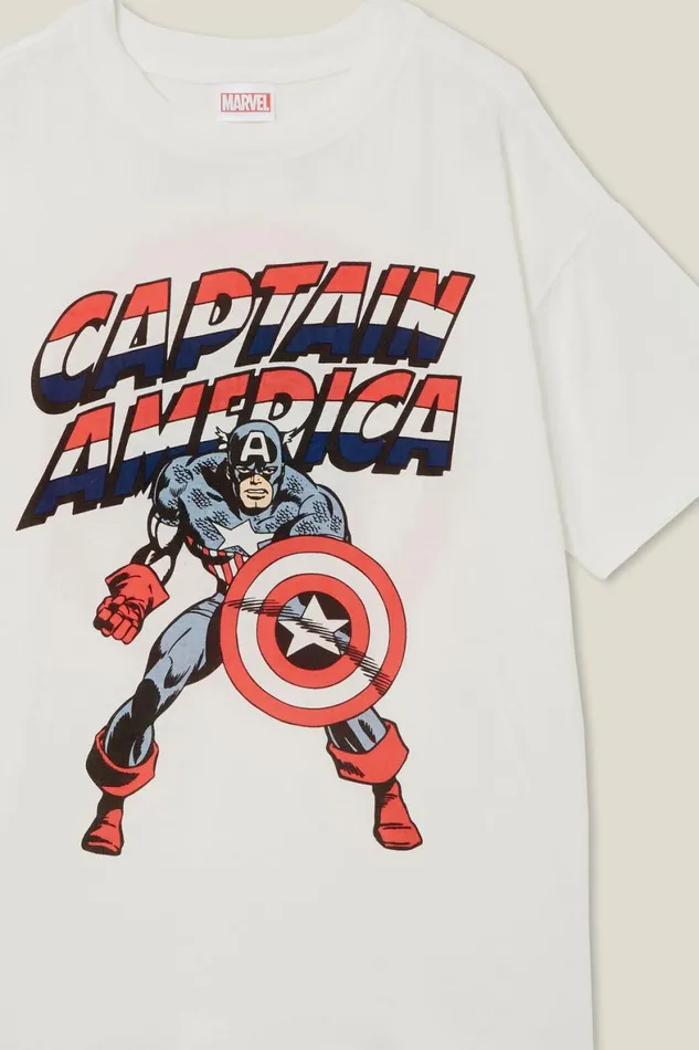 Boys 214 Tops and TShirts Cotton On License Quinn Short Sleeve Tee Lcn Mar Vanillacaptain Amercia Target