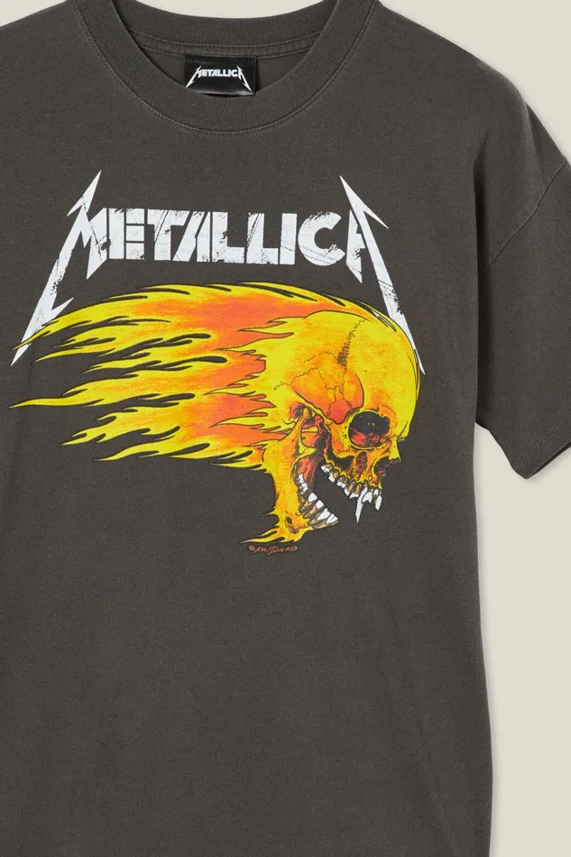 Boys 214 Tops and TShirts Cotton On License Quinn Short Sleeve Tee Lcn Pro Phantommetallica Skull