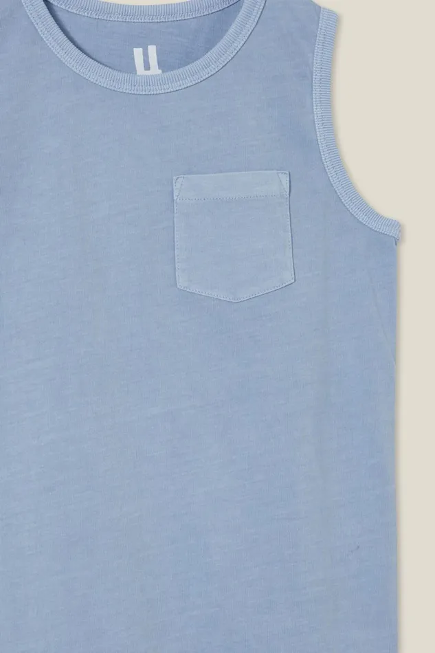 Boys 214 Tops and TShirts Cotton On The Essential Tank Dusk Blue Wash