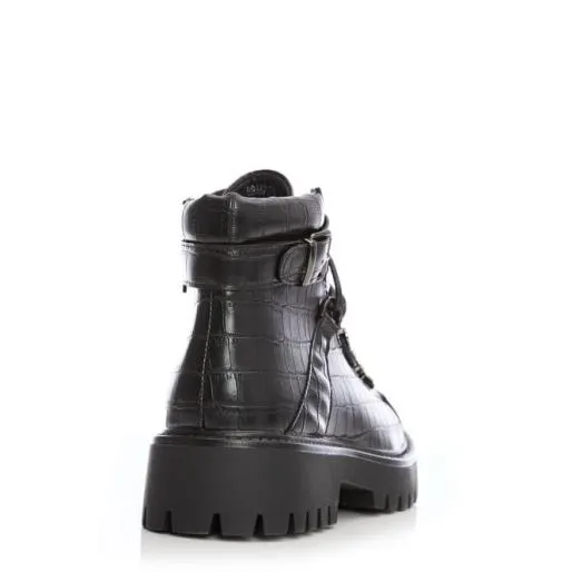Bracken Black Patent Mocc Croc Women Moda In Pelle Chunky Boots Bracken Black Patent Mocc Croc Women Moda In Pelle Chunky Boots