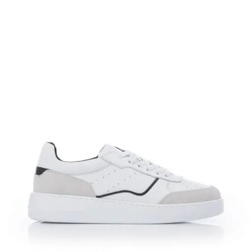 Brandii White Black Leather Women Moda In Pelle Platform Trainers