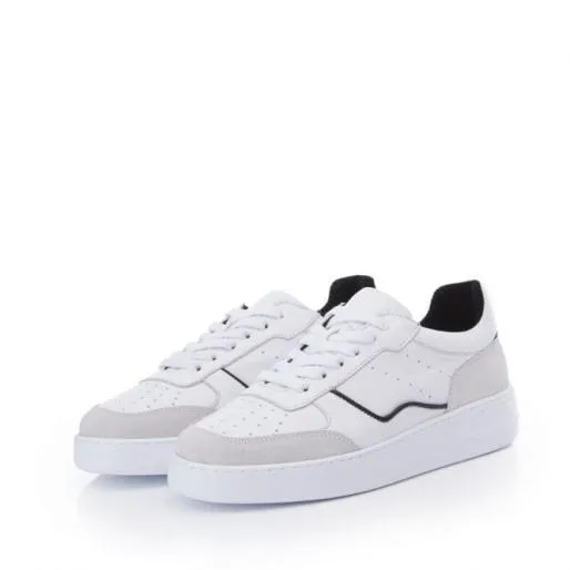 Brandii White Black Leather Women Moda In Pelle Platform Trainers Brandii White Black Leather Women Moda In Pelle Platform Trainers