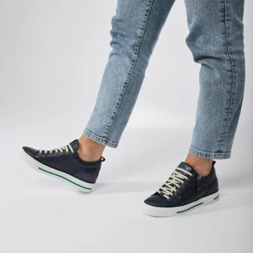 Brayleigh Navy Leather Women Moda In Pelle Casual Trainers