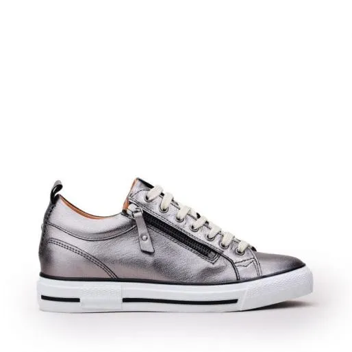 Brayleigh Pewter Leather Women Moda In Pelle Casual Trainers