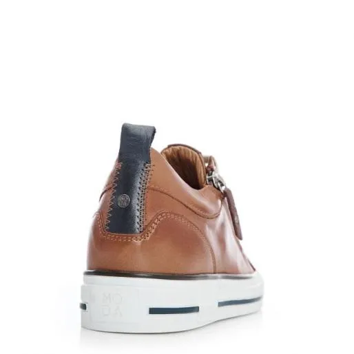 Brayleigh Tan Leather Women Moda In Pelle Wedge Trainers