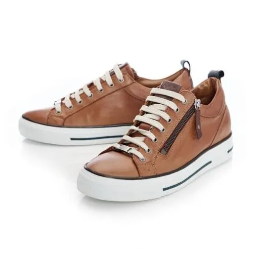 Brayleigh Tan Leather Women Moda In Pelle Wedge Trainers