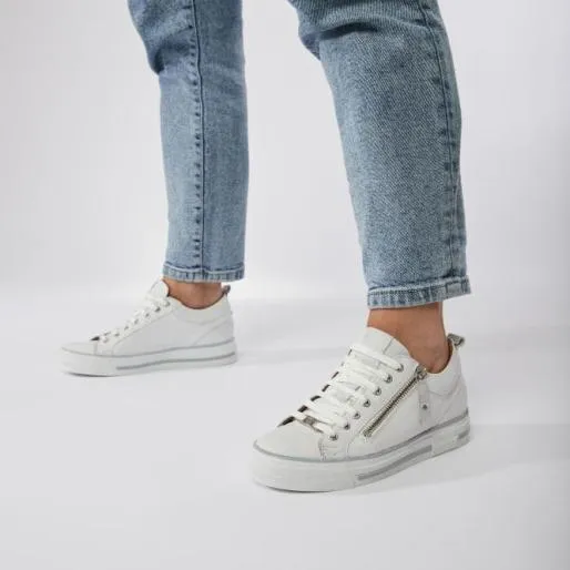 Brayleigh White 8211 Silver Leather Women Moda In Pelle Casual Trainers