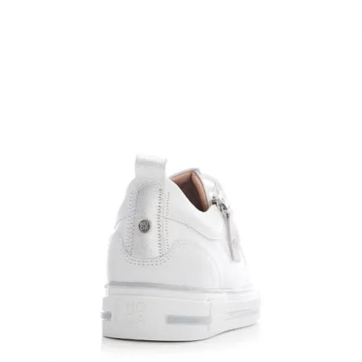 Brayleigh White 8211 Silver Leather Women Moda In Pelle Casual Trainers