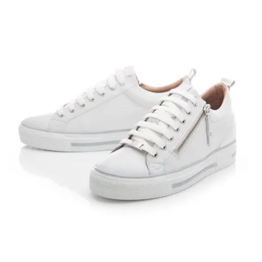Brayleigh White 8211 Silver Leather Women Moda In Pelle Casual Trainers