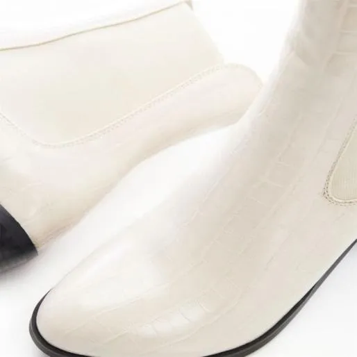 Brianna Cream Patent Mocc Croc Women Moda In Pelle Ankle Boots Brianna Cream Patent Mocc Croc Women Moda In Pelle Ankle Boots