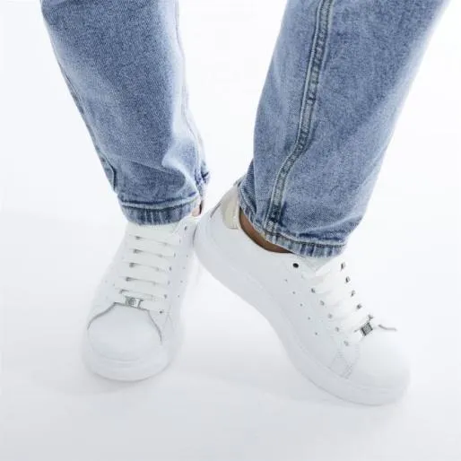 Bridgette White Leather Women Moda In Pelle White Trainers
